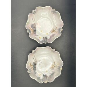 RS Prussia Floral‎ Porcelain Bowl Set Iridescent Gold Accent Antique Decor 5"